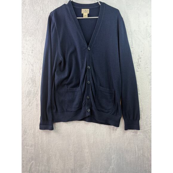 LL Bean Women’s V-Neck Button Cardigan – Navy – Size L - Picture 4 of 6